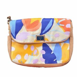 Fossil‎ Preston Abstract Floral Textile - Cowhide Leather Crossbody Bag